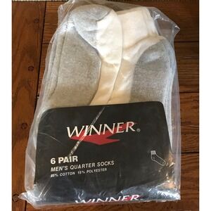 New‎ Vintage Sears Winner Brand Quarter Socks 6 pair pack White NOS